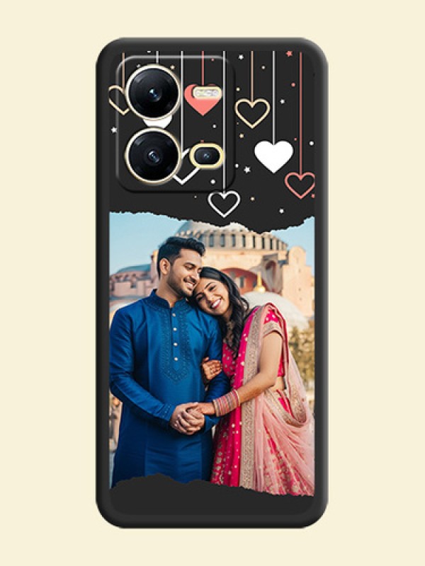 Love Hangings with Splash Wave Picture on Space Black Custom Soft Matte Phone Back Cover - Vivo V25 5G