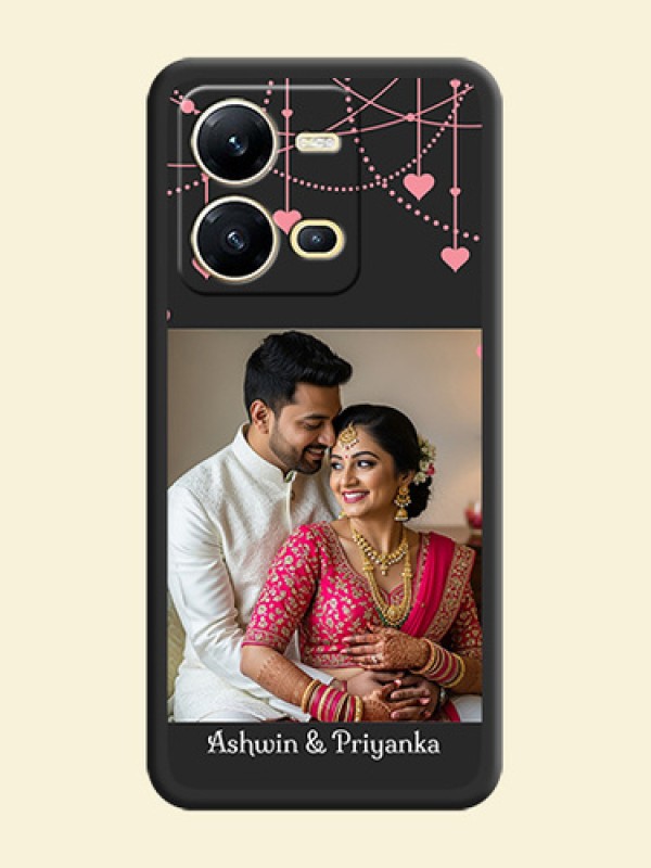 Pink Love Hangings with Text on Space Black Custom Soft Matte Back Cover - Vivo V25 5G
