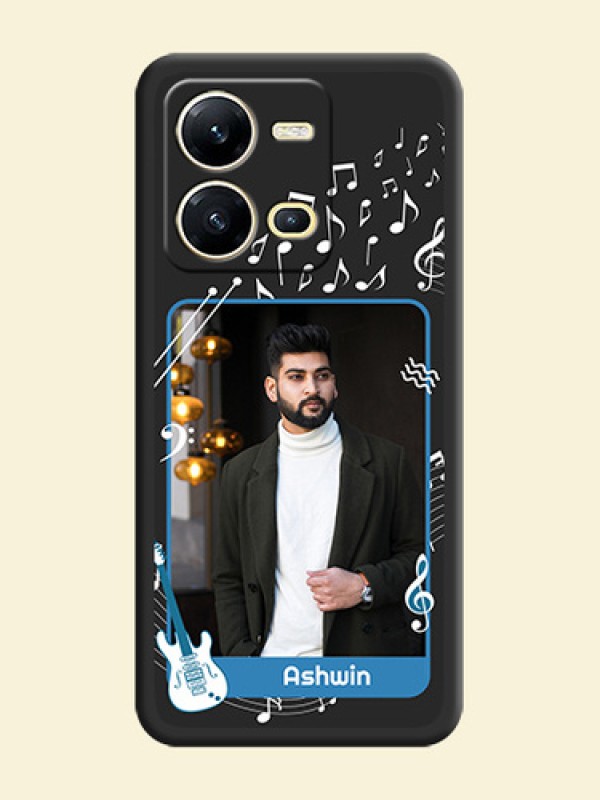 Musical Theme Design with Text on Photo on Space Black Soft Matte Mobile Case - Vivo V25 5G