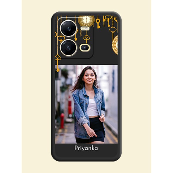 Decorative Design with Text on Space Black Custom Soft Matte Back Cover - Vivo V25 5G Decorative Design with Text on Space Black Custom Soft Matte Back Cover - Vivo V25 5G