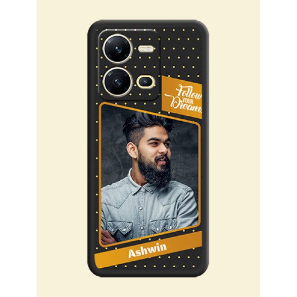 Follow Your Dreams with White Dots on Space Black Custom Soft Matte Phone Cases - Vivo V25 5G