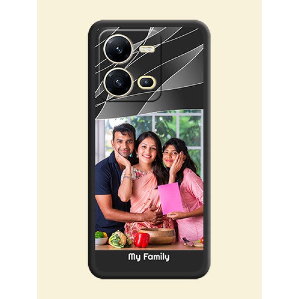 Mixed Wave Lines on Photo on Space Black Soft Matte Mobile Cover - Vivo V25 5G Mixed Wave Lines on Photo on Space Black Soft Matte Mobile Cover - Vivo V25 5G