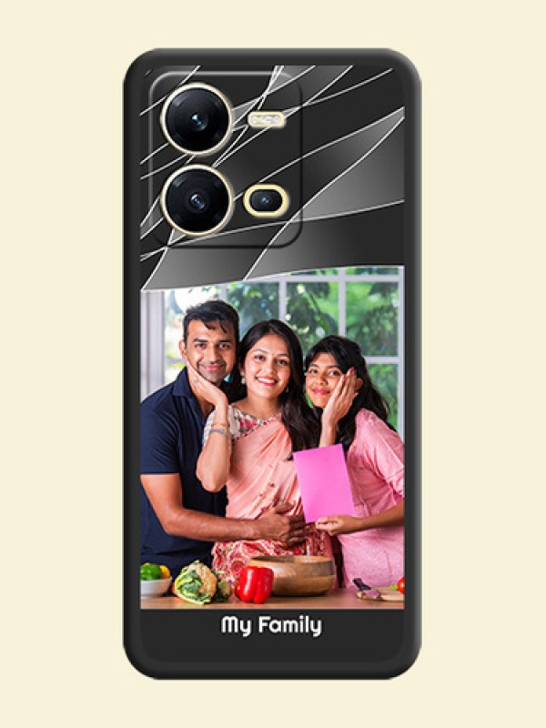 Mixed Wave Lines on Photo on Space Black Soft Matte Mobile Cover - Vivo V25 5G