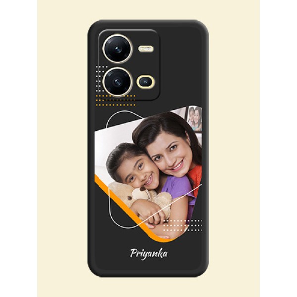 Yellow Triangle on Photo on Space Black Soft Matte Phone Cover - Vivo V25 5G Yellow Triangle on Photo on Space Black Soft Matte Phone Cover - Vivo V25 5G