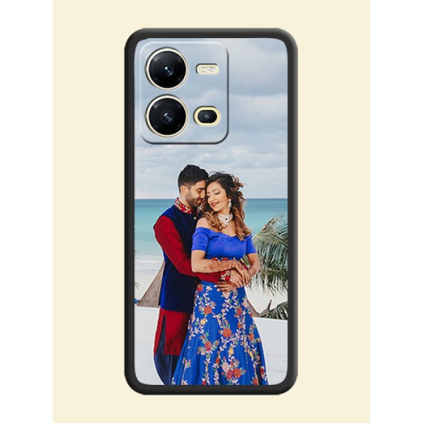 Full Single Pic Upload On Space Black Personalized Soft Matte Phone Covers -Vivo V25 5G Full Single Pic Upload On Space Black Personalized Soft Matte Phone Covers -Vivo V25 5G