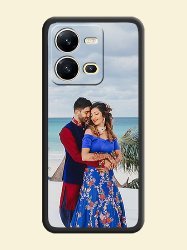 Full Single Pic Upload On Space Black Personalized Soft Matte Phone Covers -Vivo V25 5G