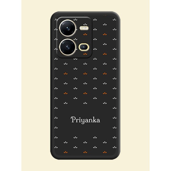 Simple Pattern With Custom Text On Space Black Personalized Soft Matte Phone Covers -Vivo V25 5G Simple Pattern With Custom Text On Space Black Personalized Soft Matte Phone Covers -Vivo V25 5G