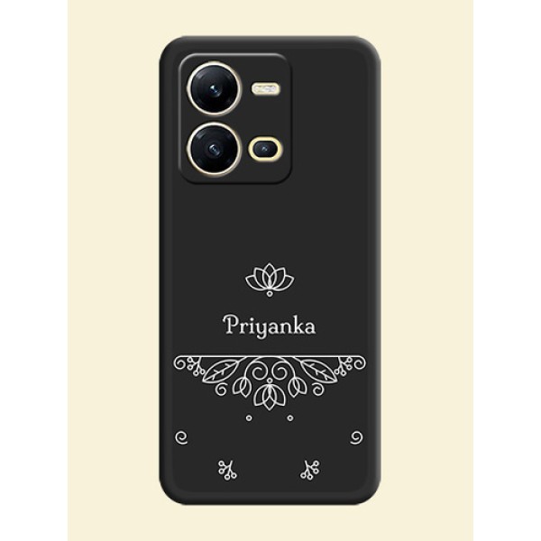 Lotus Garden Custom Text On Space Black Personalized Soft Matte Phone Covers -Vivo V25 5G Lotus Garden Custom Text On Space Black Personalized Soft Matte Phone Covers -Vivo V25 5G