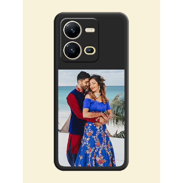 Image Upload With Space Black Color On Custom Soft Matte Mobile Back Cover - Vivo V25 5G Image Upload With Space Black Color On Custom Soft Matte Mobile Back Cover - Vivo V25 5G