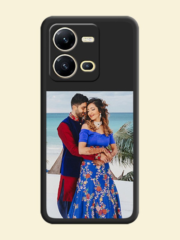 Image Upload With Space Black Color On Custom Soft Matte Mobile Back Cover - Vivo V25 5G