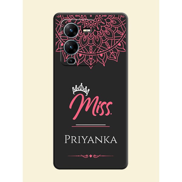 Mrs Name with Floral Design on Space Black Personalized Soft Matte Phone Covers - Vivo V25 Pro 5G Mrs Name with Floral Design on Space Black Personalized Soft Matte Phone Covers - Vivo V25 Pro 5G