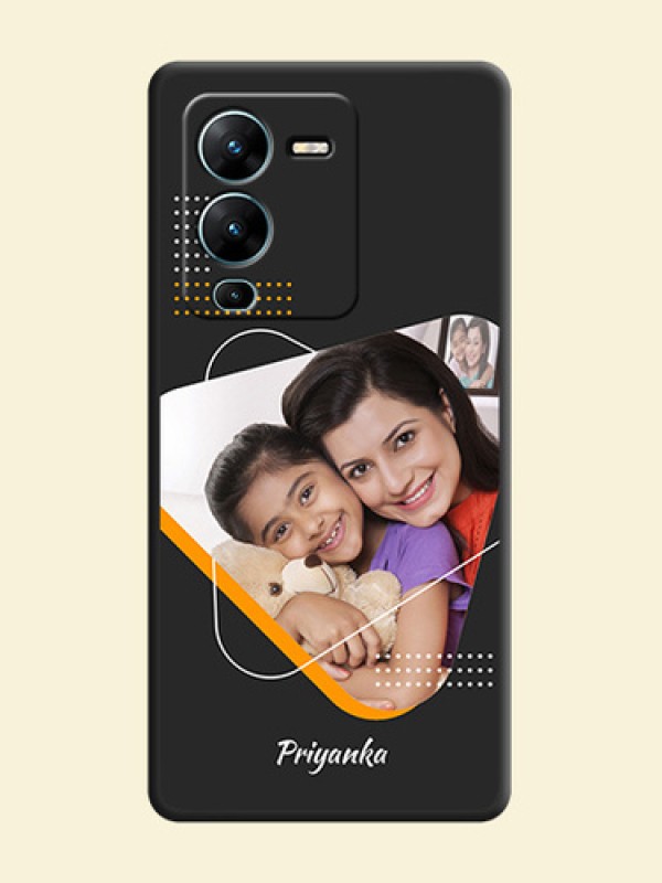 Yellow Triangle on Photo on Space Black Soft Matte Phone Cover - Vivo V25 Pro 5G