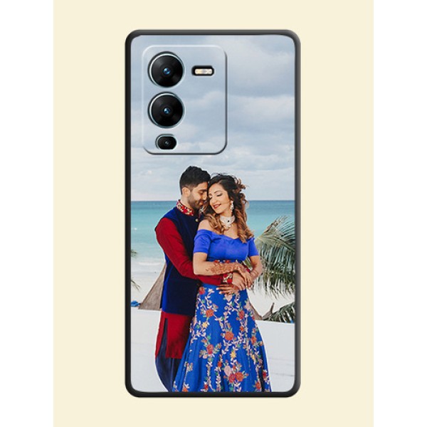 Full Single Pic Upload On Space Black Personalized Soft Matte Phone Covers -Vivo V25 Pro 5G Full Single Pic Upload On Space Black Personalized Soft Matte Phone Covers -Vivo V25 Pro 5G