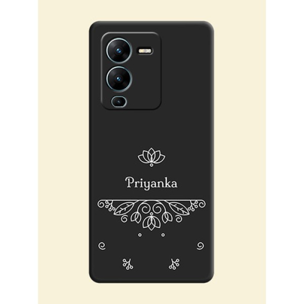 Lotus Garden Custom Text On Space Black Personalized Soft Matte Phone Covers -Vivo V25 Pro 5G Lotus Garden Custom Text On Space Black Personalized Soft Matte Phone Covers -Vivo V25 Pro 5G