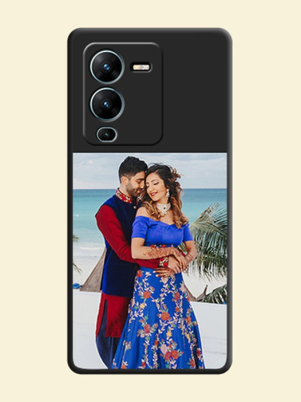 Image Upload With Space Black Color On Custom Soft Matte Mobile Back Cover - Vivo V25 Pro 5G