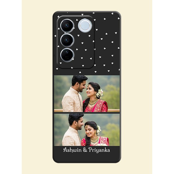 Miniature Love Symbols with Name on Space Black Custom Soft Matte Back Cover - Vivo V27 Pro Miniature Love Symbols with Name on Space Black Custom Soft Matte Back Cover - Vivo V27 Pro