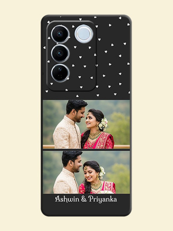 Miniature Love Symbols with Name on Space Black Custom Soft Matte Back Cover - Vivo V27 Pro
