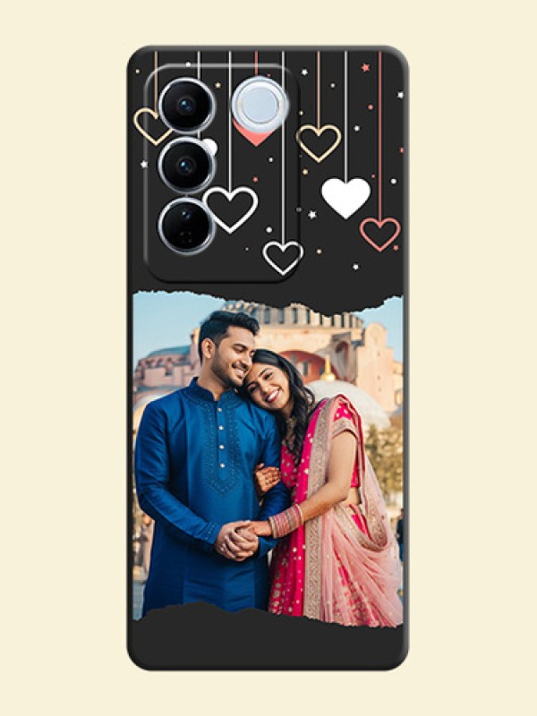 Love Hangings with Splash Wave Picture on Space Black Custom Soft Matte Phone Back Cover - Vivo V27 Pro