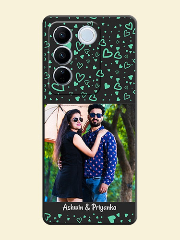 Sea Green Indefinite Love Pattern on Photo on Space Black Soft Matte Mobile Cover - Vivo V27 Pro