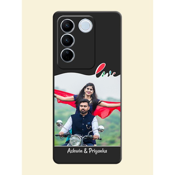 Fall in Love Pattern with Picture on Photo on Space Black Soft Matte Mobile Case - Vivo V27 Pro Fall in Love Pattern with Picture on Photo on Space Black Soft Matte Mobile Case - Vivo V27 Pro