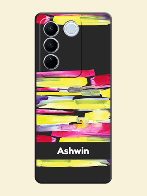 Brush Coloured on Space Black Personalized Soft Matte Phone Covers - Vivo V27 Pro