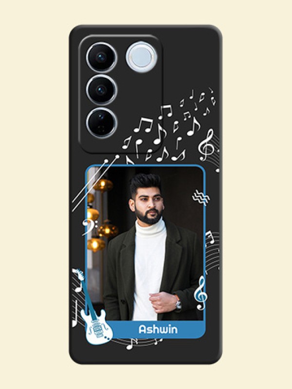 Musical Theme Design with Text on Photo on Space Black Soft Matte Mobile Case - Vivo V27 Pro