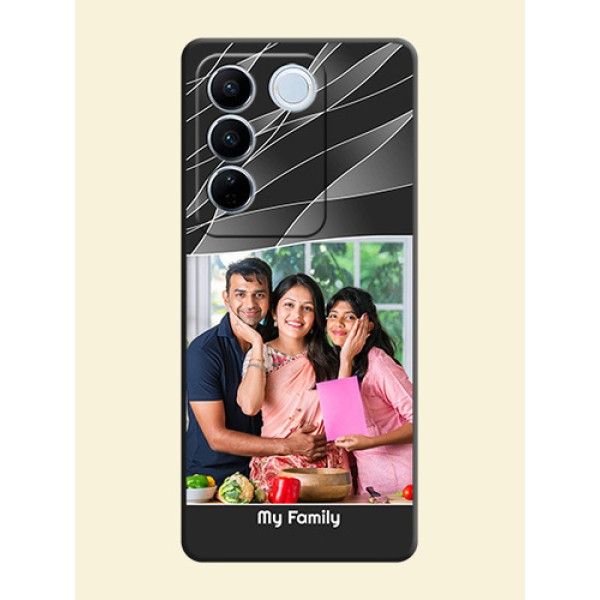 Mixed Wave Lines on Photo on Space Black Soft Matte Mobile Cover - Vivo V27 Pro Mixed Wave Lines on Photo on Space Black Soft Matte Mobile Cover - Vivo V27 Pro