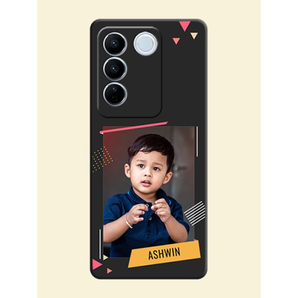 Photo Frame with Triangle Small Dots on Photo on Space Black Soft Matte Back Cover - Vivo V27 Pro Photo Frame with Triangle Small Dots on Photo on Space Black Soft Matte Back Cover - Vivo V27 Pro