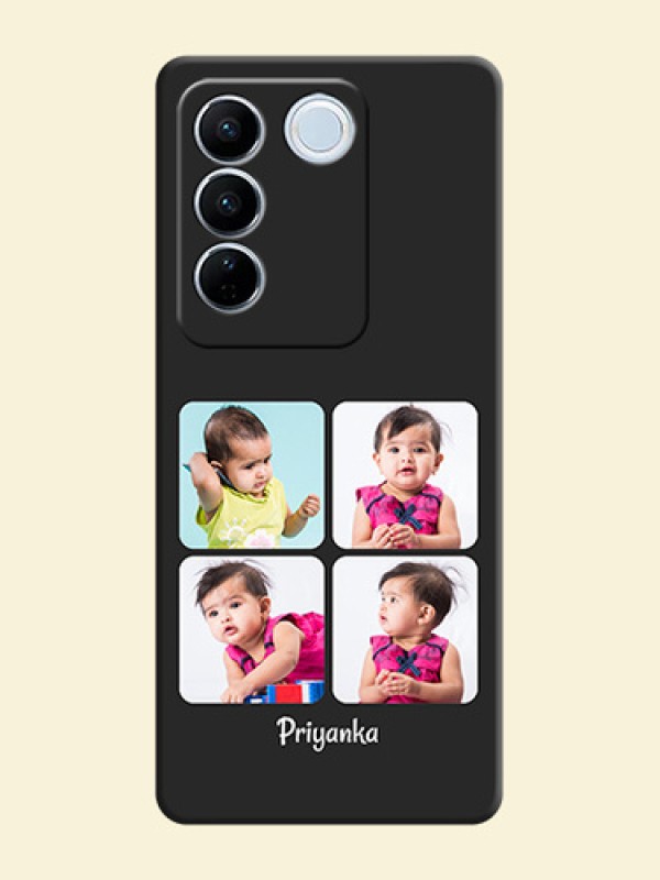 Floral Art with 6 Image Holder on Photo on Space Black Soft Matte Mobile Case - Vivo V27 Pro