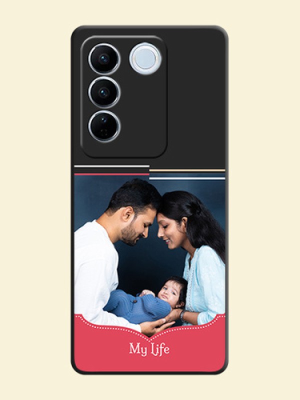 Classic Plain Design with Name on Photo on Space Black Soft Matte Phone Cover - Vivo V27 Pro