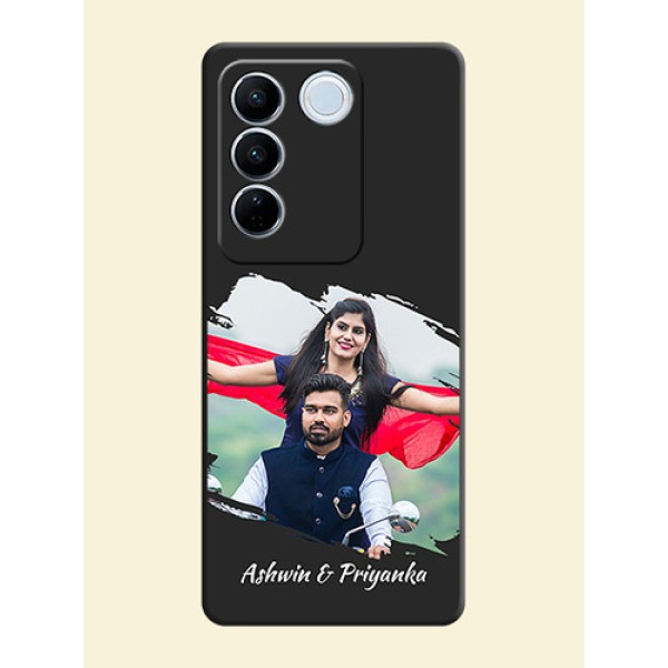 Grunge Brush Strokes on Photo on Space Black Soft Matte Back Cover - Vivo V27 Pro Grunge Brush Strokes on Photo on Space Black Soft Matte Back Cover - Vivo V27 Pro
