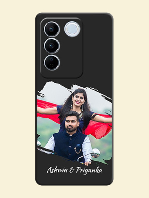 Grunge Brush Strokes on Photo on Space Black Soft Matte Back Cover - Vivo V27 Pro