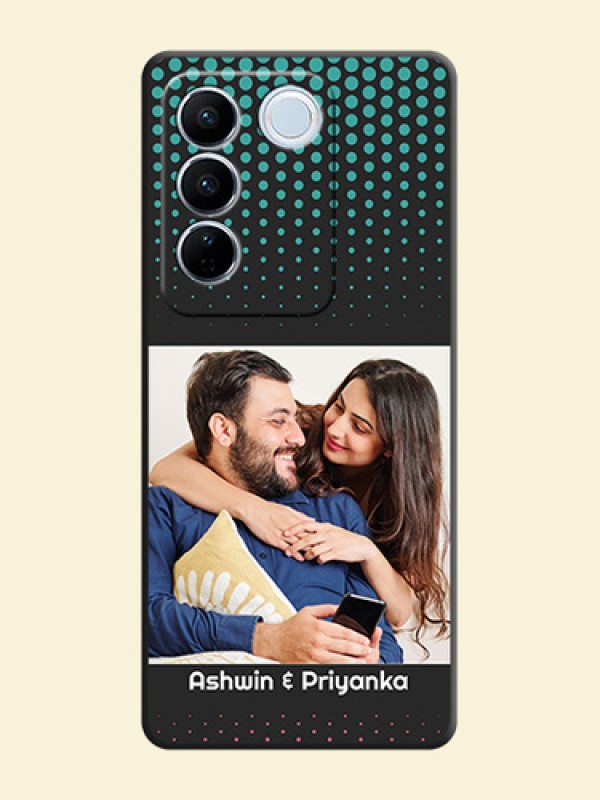 Faded Dots with Grunge Photo Frame and Text on Space Black Custom Soft Matte Phone Cases - Vivo V27 Pro
