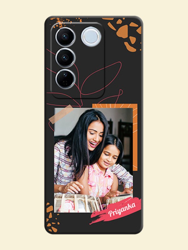 Orange Photo Frame on Space Black Custom Soft Matte Phone Back Cover - Vivo V27 Pro