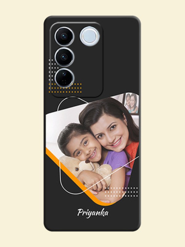 Yellow Triangle on Photo on Space Black Soft Matte Phone Cover - Vivo V27 Pro