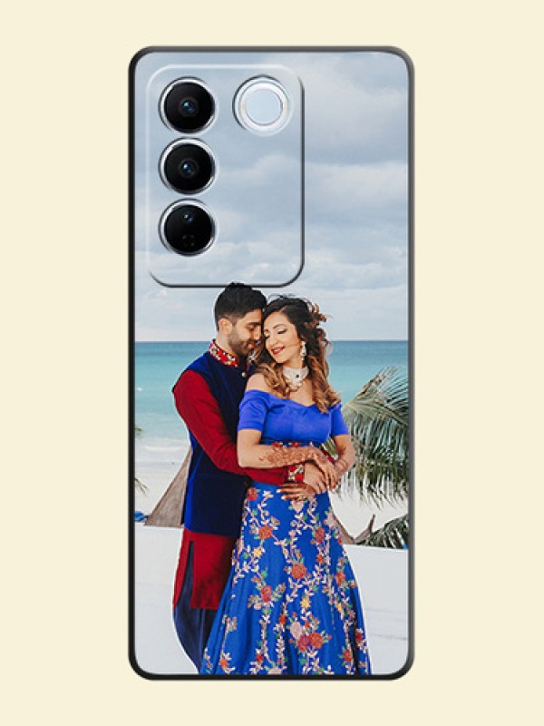 Full Single Pic Upload On Space Black Personalized Soft Matte Phone Covers -Vivo V27 Pro