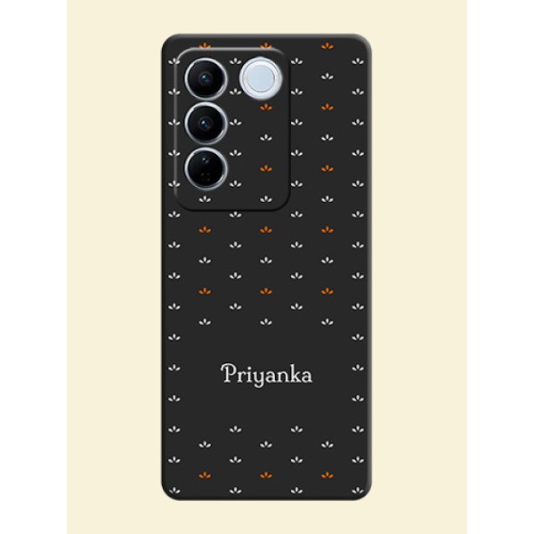 Simple Pattern With Custom Text On Space Black Personalized Soft Matte Phone Covers -Vivo V27 Pro Simple Pattern With Custom Text On Space Black Personalized Soft Matte Phone Covers -Vivo V27 Pro