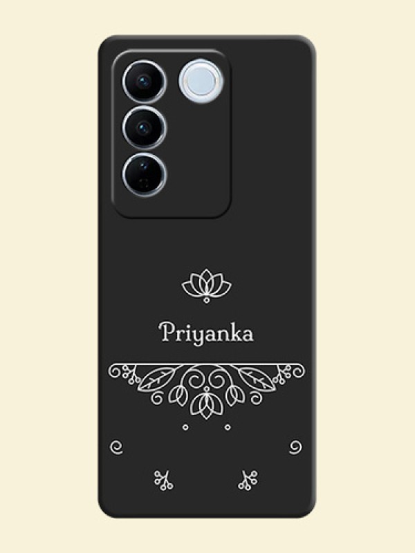 Lotus Garden Custom Text On Space Black Personalized Soft Matte Phone Covers -Vivo V27 Pro
