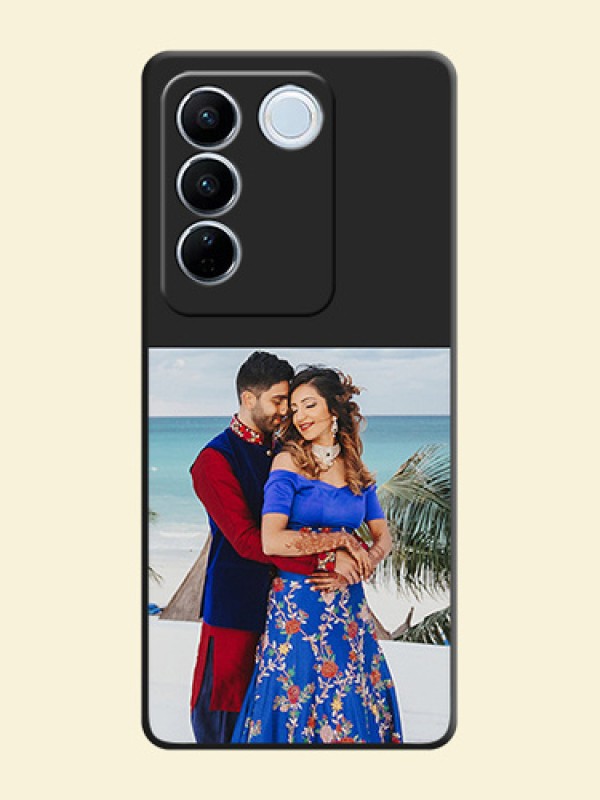 Image Upload With Space Black Color On Custom Soft Matte Mobile Back Cover - Vivo V27 Pro