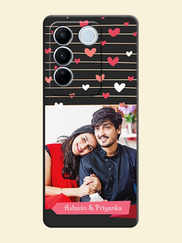 Love Pattern with Name on Pink Ribbon  on Photo on Space Black Soft Matte Back Cover - Vivo V27
