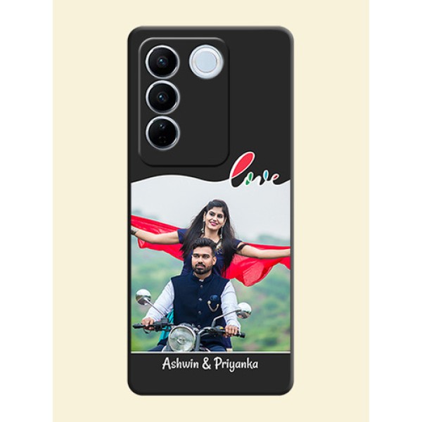 Fall in Love Pattern with Picture on Photo on Space Black Soft Matte Mobile Case - Vivo V27 Fall in Love Pattern with Picture on Photo on Space Black Soft Matte Mobile Case - Vivo V27
