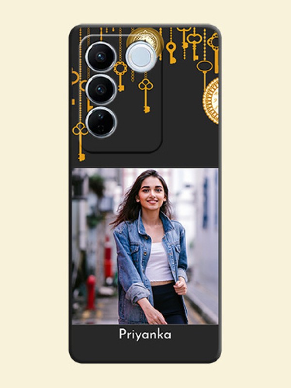 Decorative Design with Text on Space Black Custom Soft Matte Back Cover - Vivo V27