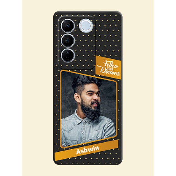 Follow Your Dreams with White Dots on Space Black Custom Soft Matte Phone Cases - Vivo V27