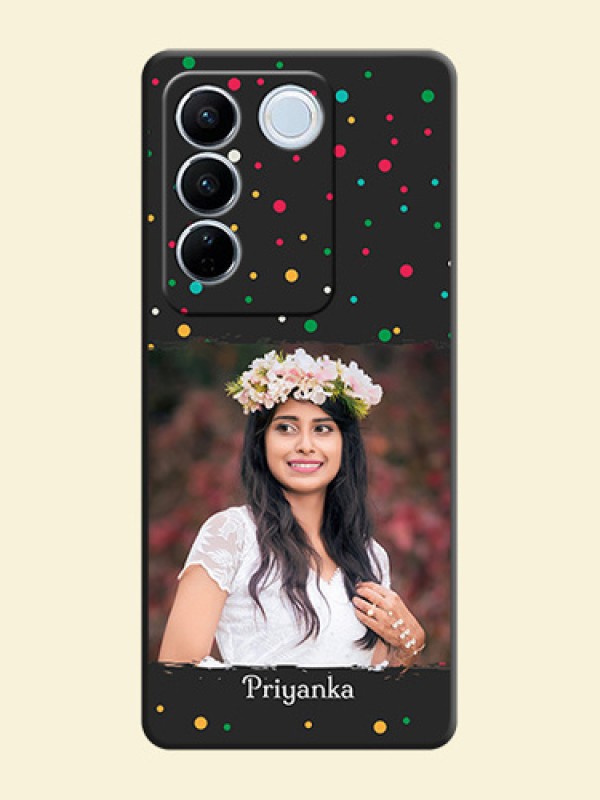 Multicolor Dotted Pattern with Text on Space Black Custom Soft Matte Phone Back Cover - Vivo V27
