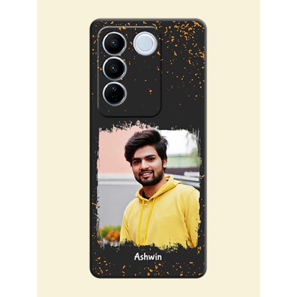 Spray Free Design on Photo on Space Black Soft Matte Phone Cover - Vivo V27 Spray Free Design on Photo on Space Black Soft Matte Phone Cover - Vivo V27