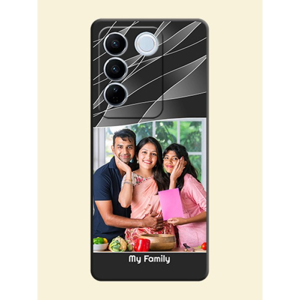 Mixed Wave Lines on Photo on Space Black Soft Matte Mobile Cover - Vivo V27 Mixed Wave Lines on Photo on Space Black Soft Matte Mobile Cover - Vivo V27