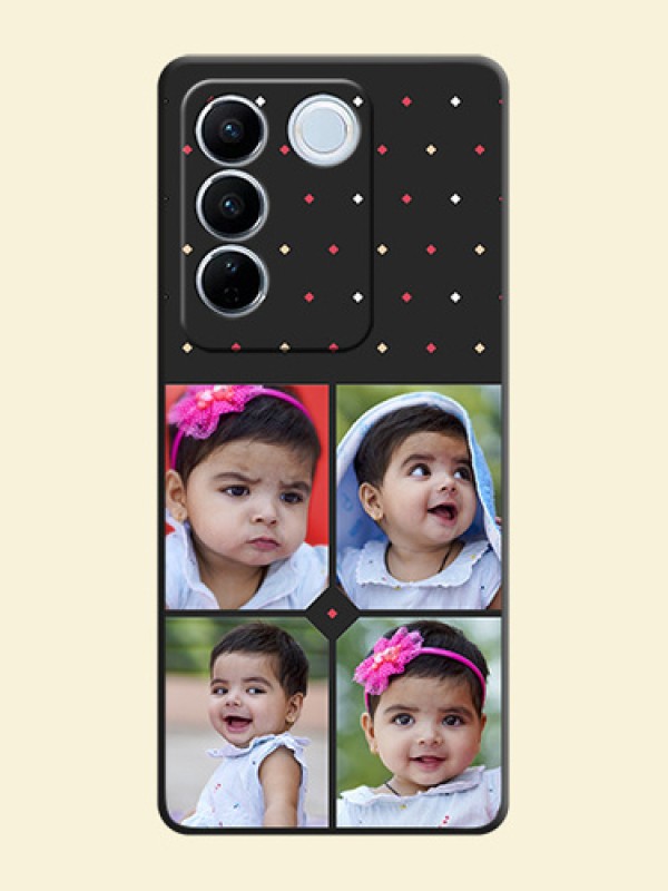 Multicolor Dotted Pattern with 4 Image Holder on Space Black Custom Soft Matte Phone Cases - Vivo V27