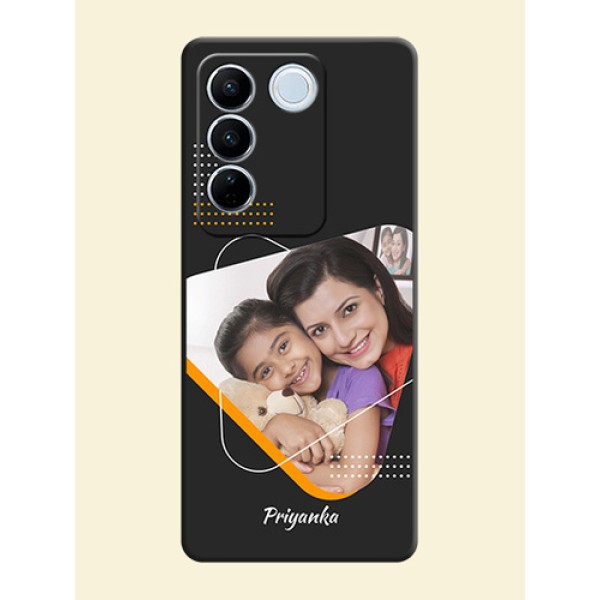 Yellow Triangle on Photo on Space Black Soft Matte Phone Cover - Vivo V27 Yellow Triangle on Photo on Space Black Soft Matte Phone Cover - Vivo V27