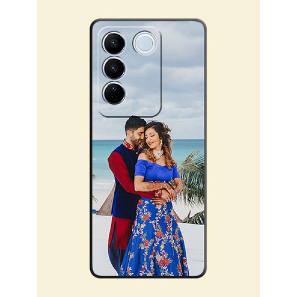 Full Single Pic Upload On Space Black Personalized Soft Matte Phone Covers -Vivo V27 Full Single Pic Upload On Space Black Personalized Soft Matte Phone Covers -Vivo V27