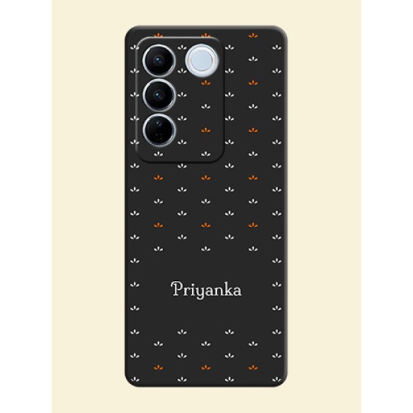 Simple Pattern With Custom Text On Space Black Personalized Soft Matte Phone Covers -Vivo V27 Simple Pattern With Custom Text On Space Black Personalized Soft Matte Phone Covers -Vivo V27